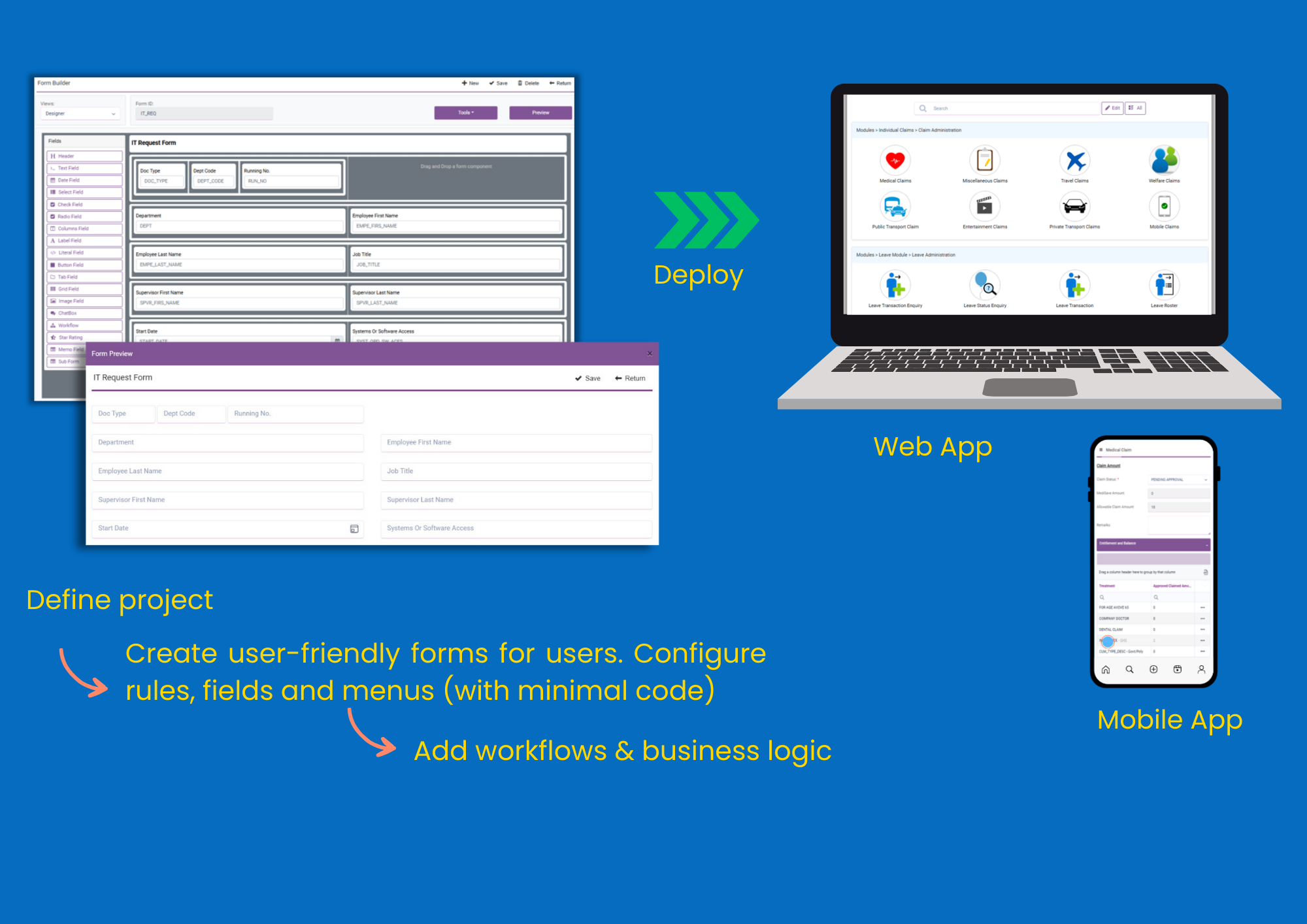 Go From Idea to Application. In Days, Not Months.  
                                          低代码/ 无代码开发系统